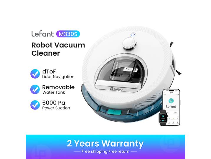 LEFANT M330 Pro M330S Aspirateur robot avec cartographie, navigation dToF, évitement d'obstacles PSD, aspiration 6000 Pa, Alexa/APP/WiFi
