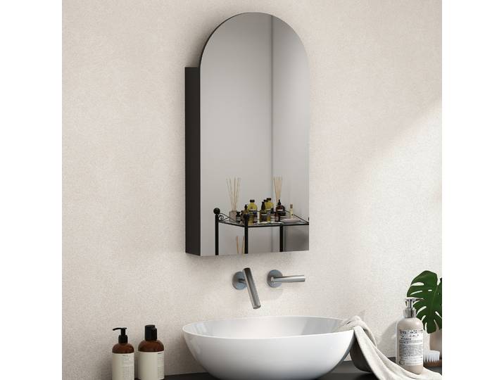 HOMCOM Armoire Salle de Bain Miroir Arc Sans Cadre Noir