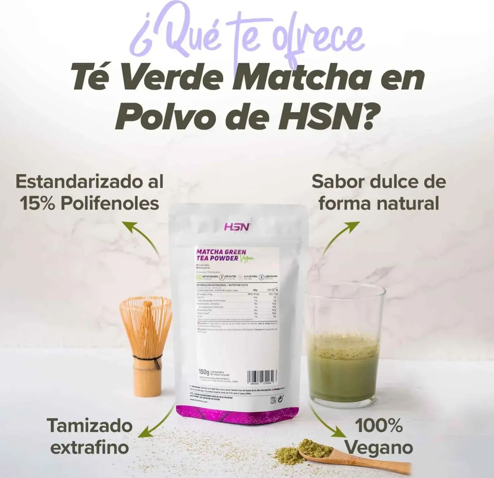 HSN Té verde matcha en polvo 500g - Quemadores termogénicos - Polvo - 500  Servicios