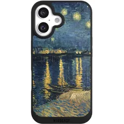 Nivocase Handyhülle für Apple iPhone 16 Hülle NIVOpure Case Schwarz Kunst Malerei (Apple iPhone 16), Smartphone Hülle, Schwarz