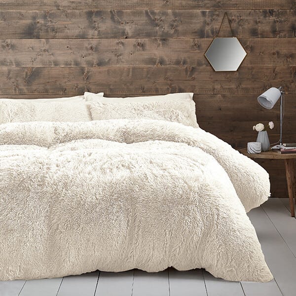 Catherine Lansfield Cuddly Double Duvet Set Cream