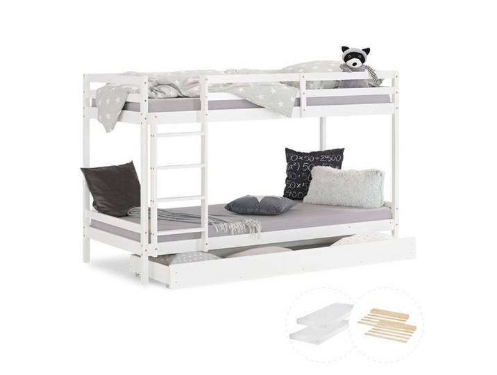 Lit superposé avec matelas et coffre de rangement Lit superposé 90 x 200 cm Lit mezzanine Lit superposé Lit d'enfant