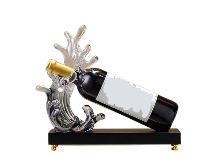 SAGELSHN Deco Weinregal Ocean Wave Weinregal Mit Basis, Flaschenhalter, Thekenständer für Restaurant, Bar(Gray)