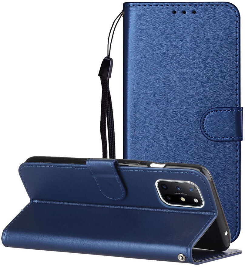 EIDERWOOD OnePlus 8T Kunstlæder Flip Cover m. Strop & Pung - Blå