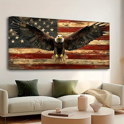 Vintage amerikanische Flagge Bald Eagle Amerikanisches Militär Wandmalerei Leinwanddruck dünne blaue rote Linie Wohnkultur Wohnzimmer Schlafzimmer hängende Gemälde