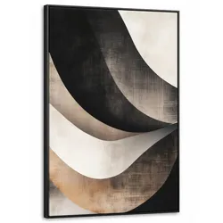 LEINWAND Bilder mit Rahmen - Abstrakt - Wellen - Schwarz - Verwittert - 100x150
