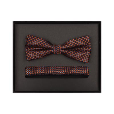 Fliege VENTI "VENTI Set aus Fliege und Einstecktuch gemustert", Herren, orange, 100% Seide, Fliegen