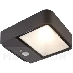 Megatron Solar Wandleuchte WANDIA, IP54, mit PIR-Sensor, 2W 3000K 220lm, Alu-Druckguss / Glas, anthrazit MT70019