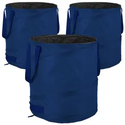 Relaxdays 3er Set Pop Up Laubsack 85 L blau Blau