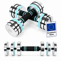 Relaxdays Hanteln verstellbar 2er Set Schwarz,Silber,Türkis