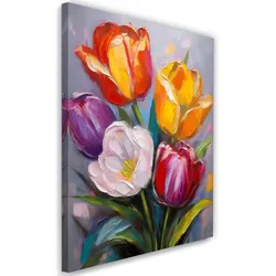 WANDBILD tulpen gemalt bunte blumen 3d