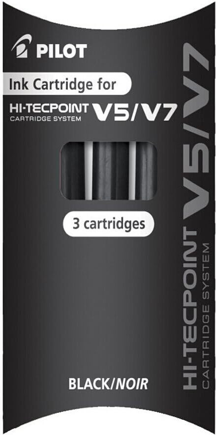 12x PILOT BXS-IC-B-S3 zwarte inktpatronen voor rollerball pennen V5/V7