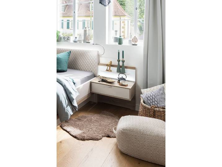 Nachtkommoden Paneel Barcelona II 60 x 25 x 15cm Braun mit Beleuchtung
