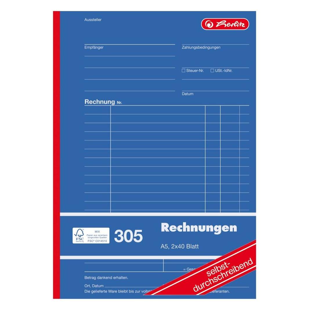 Herlitz Finanz- und Zahlungsverkehrformular Rechnungsbuch 305 (40x) (1932862)