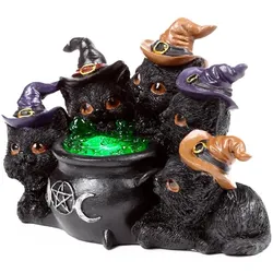 Puckator Schwarze Hexenkatze-Figur im sprudelnden Kessel mi