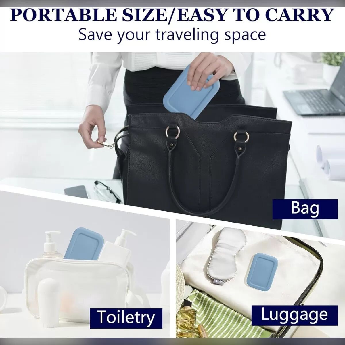 INF Boîte à Savon de Voyage Étanche avec Couvercle - Conteneur Portable en Silicone Bleu
