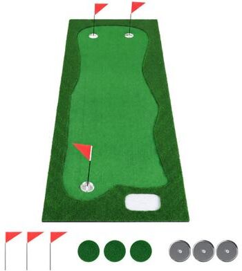 Costway 10 x 3.5ft Golf Putting Green with 3 Hole Cups and 3 Flags for Home Backyard Garage Office