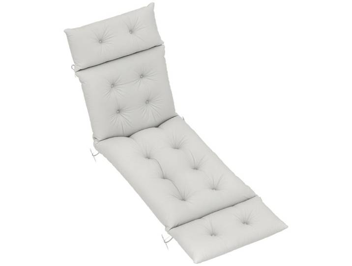 Coussin bain de soleil - coussin chaise longue - Outsunny - épais - UPF20+ - six attaches - 190 x 56 x 10 cm - gris clair