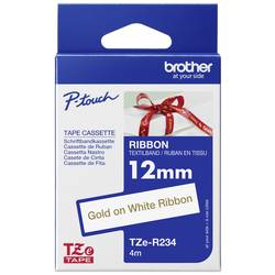 Etiketten Brother TZe TZe-R234 Bandfarbe: Weiß Schriftfarbe:Gold 12 mm 4 m TZER234