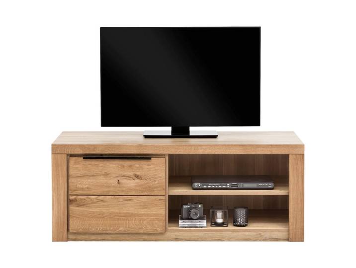 Carryhome Tv-Element, Eiche, Holz, Eiche, teilmassiv, 2 Fächer, 130x51x54 cm, Wohnzimmer, TV Möbel, TV-Racks