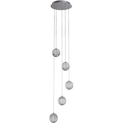 SEARCHLIGHT LED-Hängeleuchte "Hängeleuchte Allure, 5-flammig", silber (chrom), 5, Ø 30cm H: 12cm, 1 Stk., Leuchten, Eiskugel-Optik