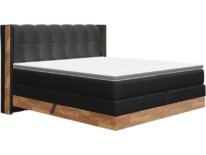 Boxspringbett MATTERHORN schwarz 180x200cm halbfest
