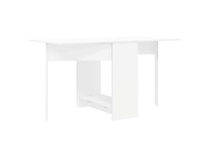 Roanoer Esstisch Ausziehbar Weiß Klapptisch 138x70x73,5cm Holzwerkstoff Platzsparend klappbar mit integriertem Regal für die Küche oder das Esszimmer, inklusive Kippschutz für verlässlichen Halt.