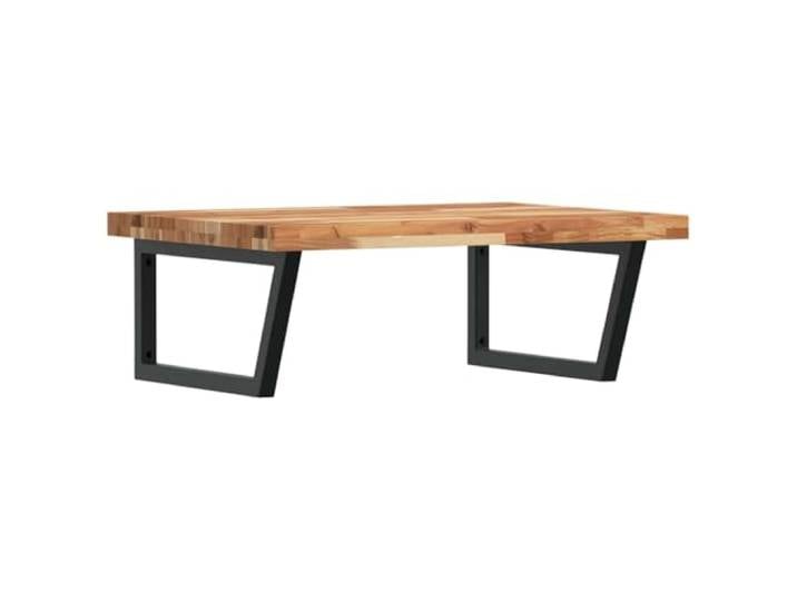 WEMYUFURN Waschbeckenregal Wandmontage Stahl und Akazienholz Schweberegal, Trapezform Halterungen, Handtuchaufhängung, M8-Dehnschraube, M5x18 Schraube, Stahl Akazienholz