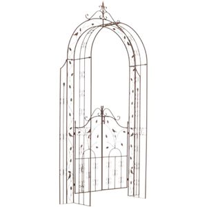 CLP Rosenbogen Grenada, antik-braun, mit Tür, aus Metall, freistehend, 144 x 270 x 36 cm