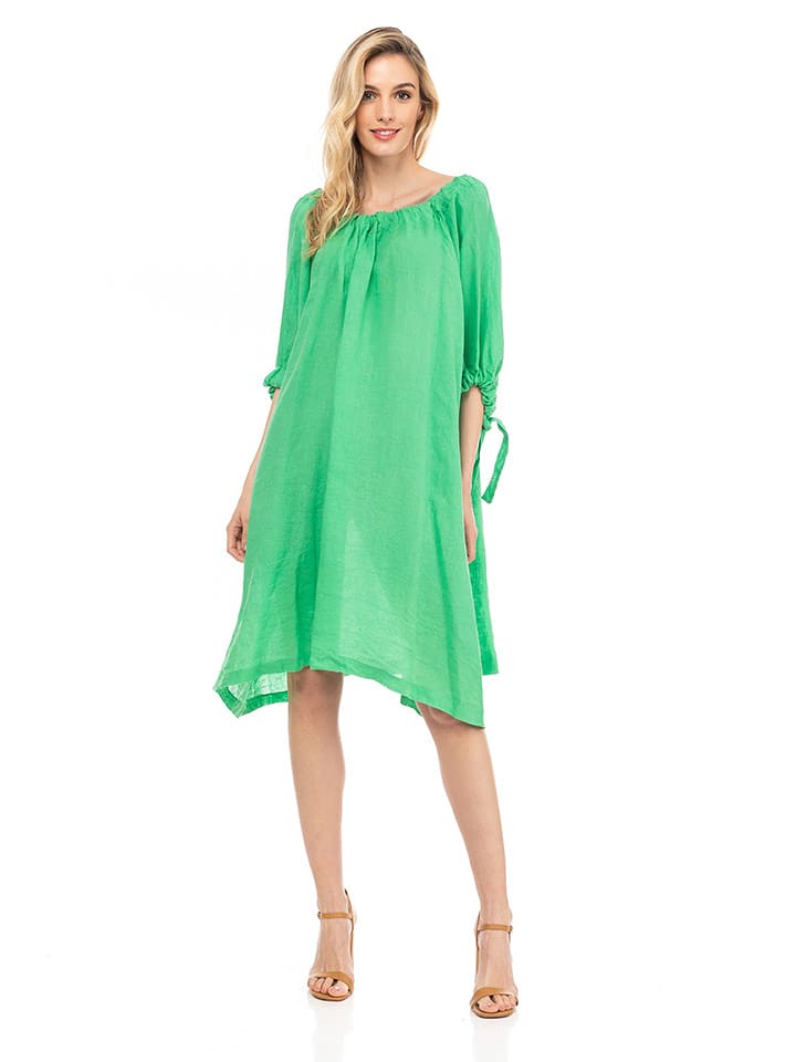 Tantra Leinen-Kleid in Grün - onesize