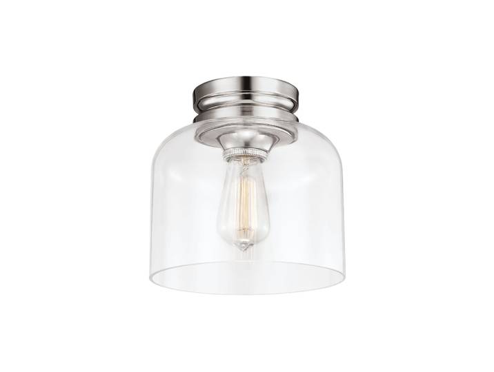 Plafonnier acier et verre nickel poli