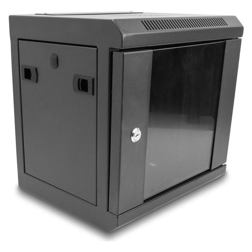 Delock 10? Netzwerkschrank mit Glastür 6 HE schwarz (6 HE, 10 Zoll Rack) (43417)
