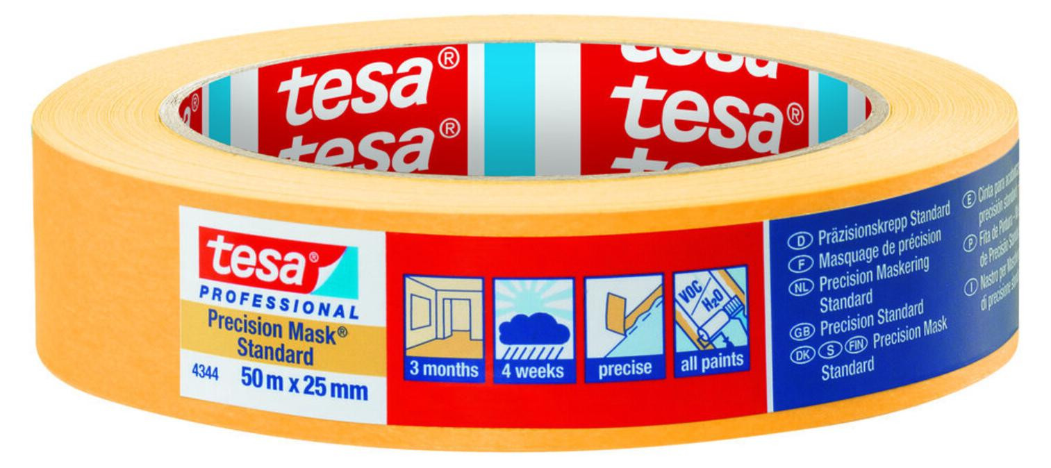 tesa Krepptape Geel 25 mm x 50 m voor Statische Precisie