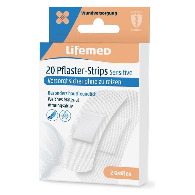 Lifemed 20x Pflaster-Strips weiss Sensitive 2 Grössen (20x) (99003)
