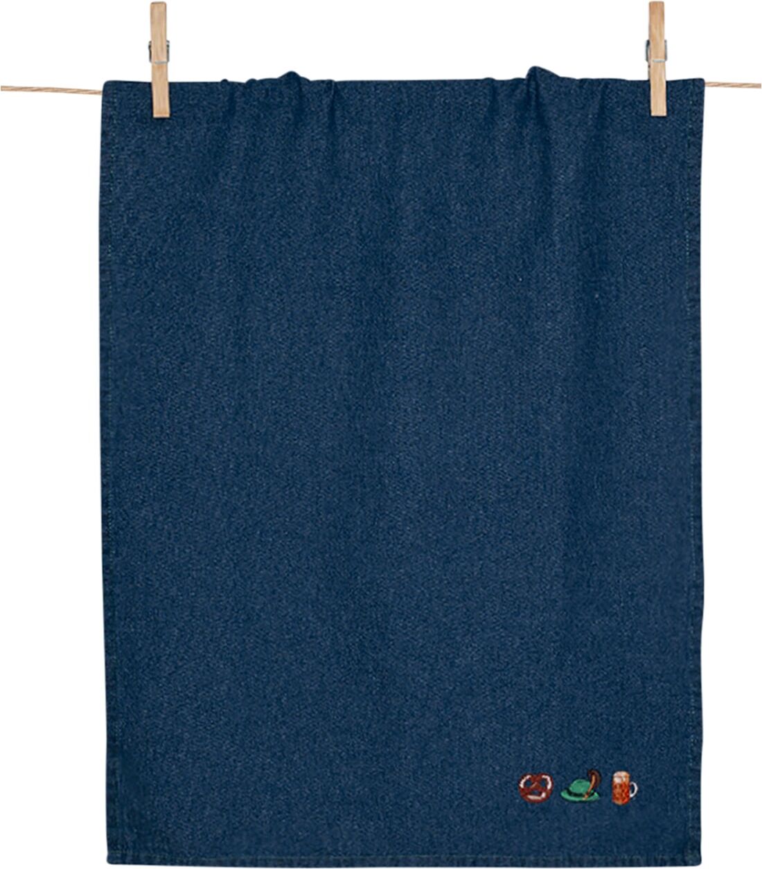 Geschirrtuch PAD "SPIRIT", blau (bavaria), 1, Baumwolle, Geschirrtücher, Geschirrtuch, Angesagter Denim-Look, markante PAD-typische Stickerei