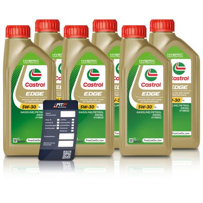 Castrol 6x 1 L EDGE 5W-30 LL + Ölwechsel-Anhänger [Hersteller-Nr. 15F7DA]