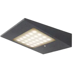 CMD Creative Metalldesign LED Solar Wandleuchte mit Bewegungsmelder + Nachtlicht, IP54, 10W 3000K 710lm, Edelstahl / Opalglas, anthrazit CMD-9019