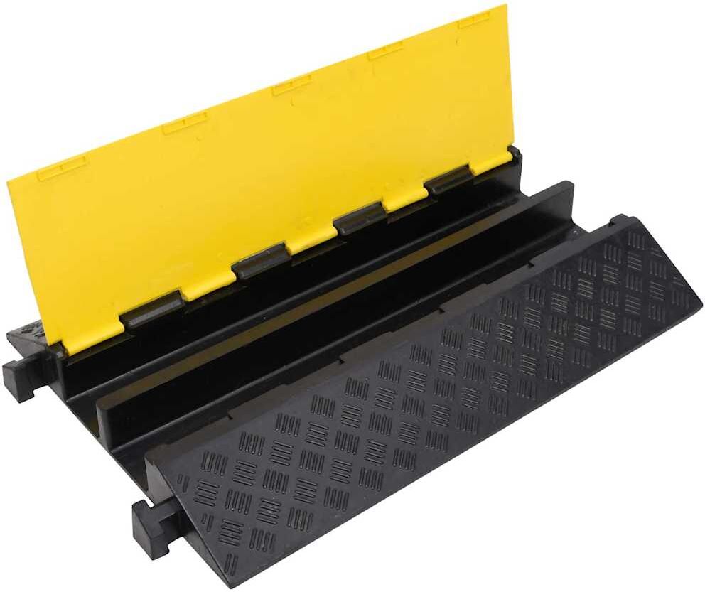 vidaXL Rampe de protection de câble avec 2 canaux 90 cm caoutchouc
