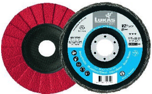 LUKAS Disque à lamelles V2 Power, (CER), plat-bombé Pour INOX, ⌀ 125 mm, Grain : 60 ; LUKAS-ERZETT (A27441250601450)