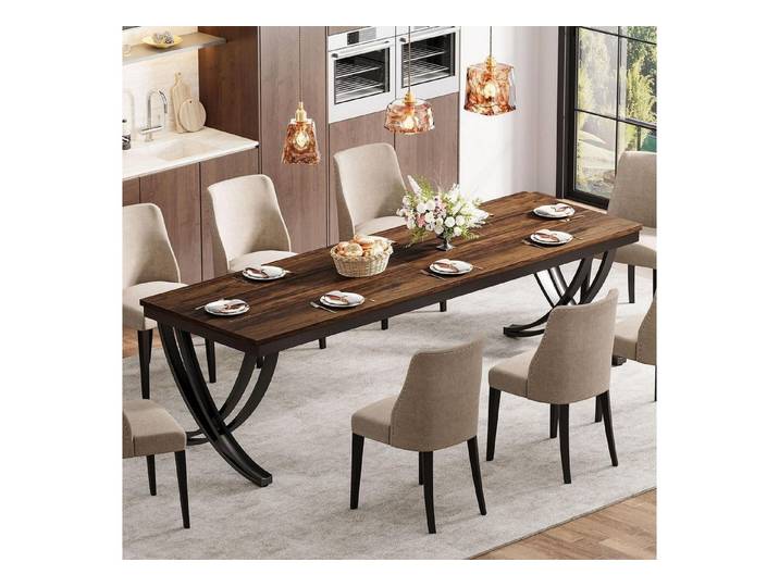 LuxusKollektion Esstisch Esstisch industriell Metallbeine 200cm 6-8 Personen Rustikales Braun (1-St)