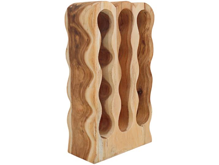 Weinregal SIT Hakone aus Suarholz mit Flaschenhalter & Naturmaserung , beige (natur), B:39cm H:66cm T:18cm, Massivholz, Regale, Weinregal, Sichtbare Holzmaserung trifft funktionales Flaschenhalter-Design