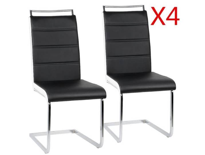 Lot de 8 chaises salon noir blanc