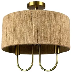 Relaxdays 2-flammige Deckenlampe Gold,Hellbraun