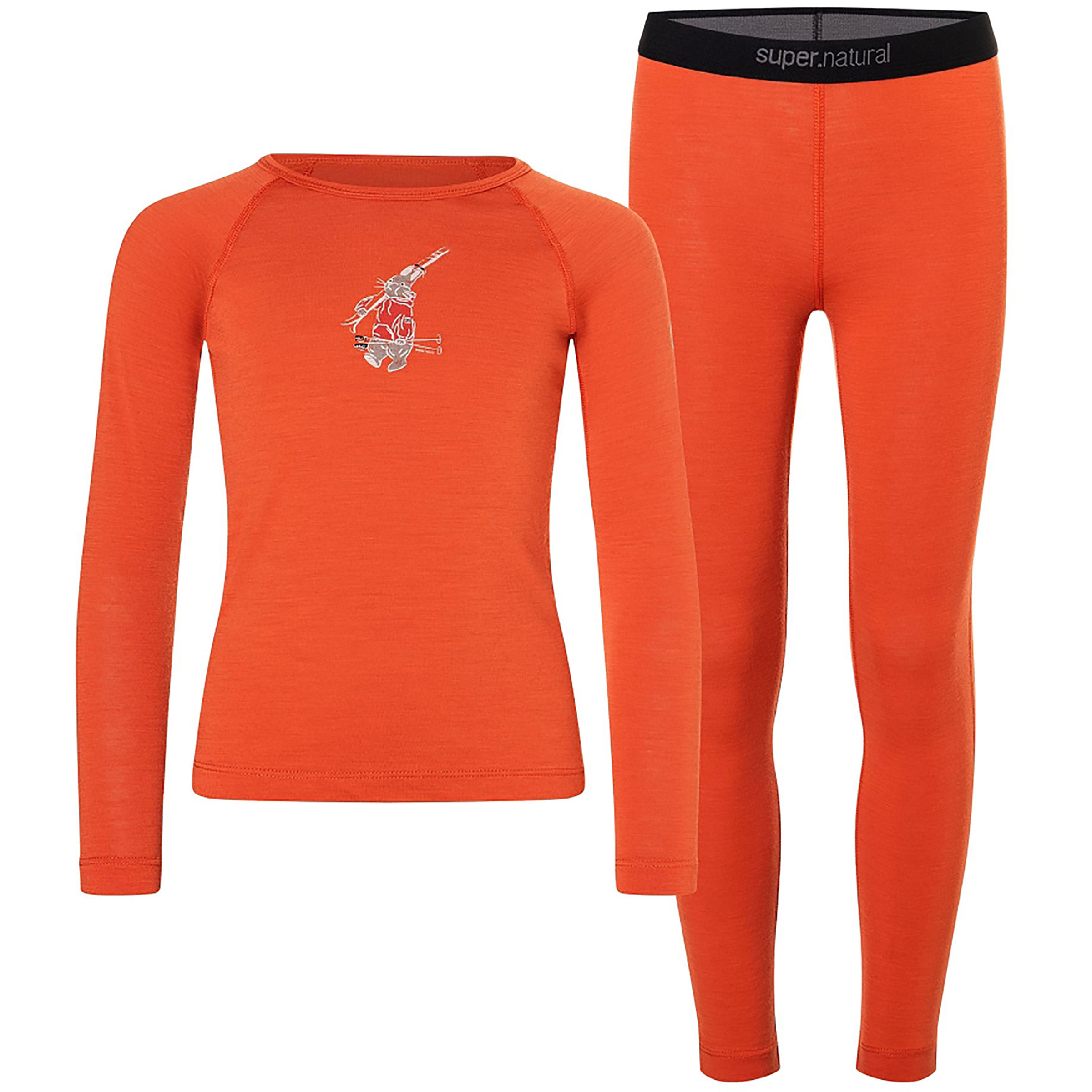Super.Natural Tundra175 Ski Bunny Unterwäsche Set Kinder Merino Unterwäsche orange Größe 140 Hautfreundlich Merinowolle