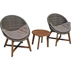 Balkonset 3-tlg. Kunststoffgelecht Taupe