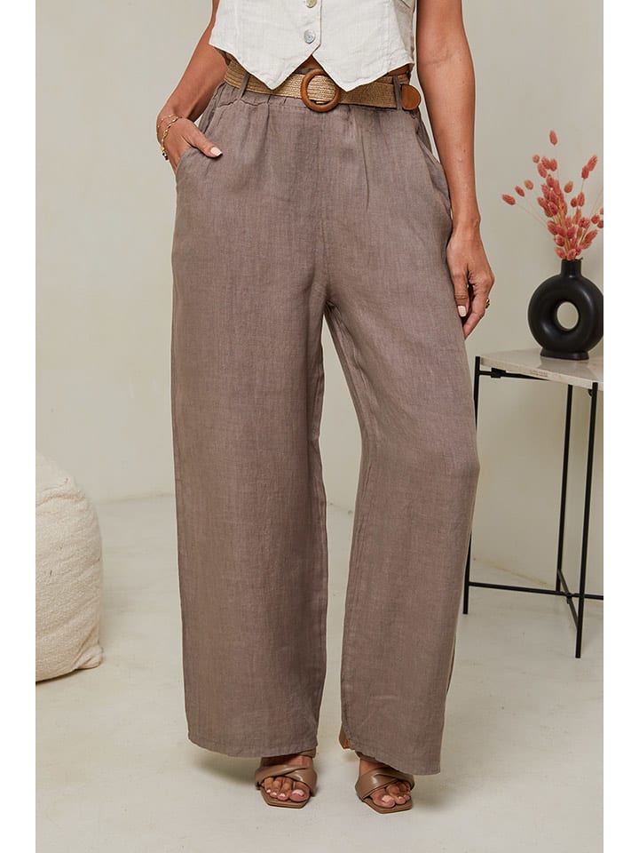 Le Monde du Lin Leinen-Hose in Hellbraun - 36/38