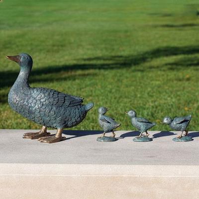 Roman Inc/Drop Ship Duck Family Garden Sculptures Verdi Bronze Set of Four, Set of Four, Verdi Bronze