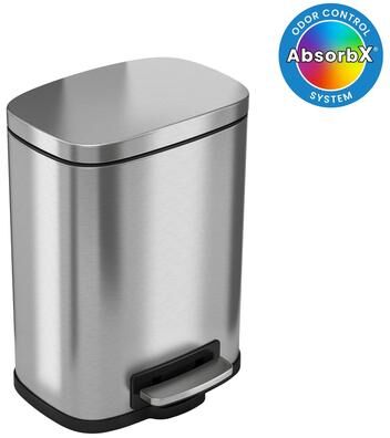 iTouchless 1.32 Gallon / 5 Liter SoftStep Stainless Steel Bathroom Trash Can with Odor Filter