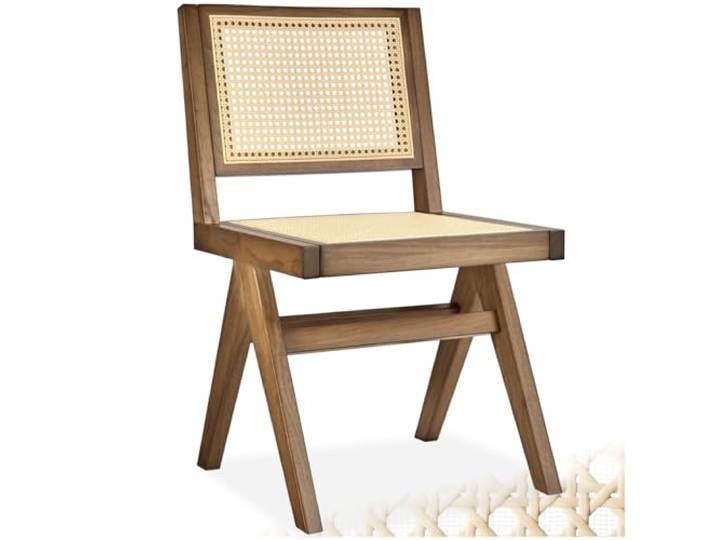 tectake® Küchenstuhl, Boho Korbsessel Wiener Geflecht, Dining Chair, Stuhl Esszimmer, Sessel Wohnzimmer, Holzstuhl, Sitzecke Küche, Besucherstuhl, Essen Stuhl - Eiche hell ohne Armlehne, 1 Stuhl