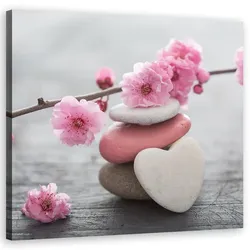 LEINWANDBILD Zen Blume Kirsch Herzstein 50x50cm